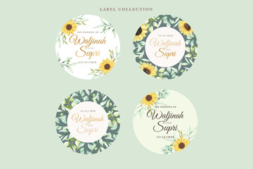 hand drawn sunflower labels design