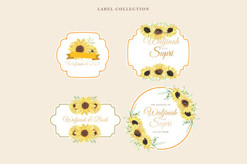 hand drawn sunflower labels design