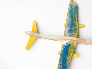 Picture of Wooden aeroplane craft on a white isolated background