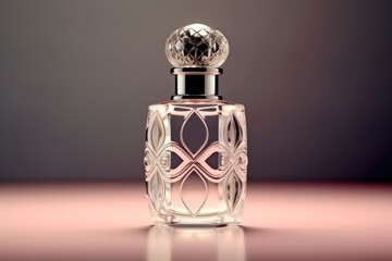 Luxurious Perfume Bottle, The exquisite design of this perfume bottle is highlighted by the perfect lighting.