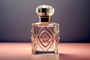 Perfume bottle with intricate design.