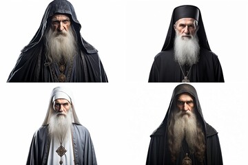 set of archimandrites isolated on white background - obrazy, fototapety, plakaty