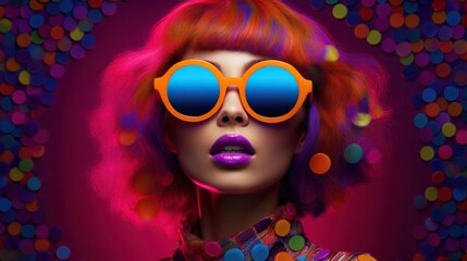 A girl with colorful style wearing sunglasses