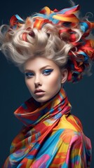 Fototapeta premium Fashion portrait of a woman with a fashionable colorful hairstyle