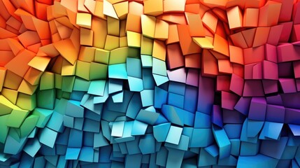 Colorful rainbow vivid mosaic of paper art background, Paper art, 3d rendering.