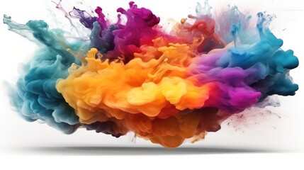 Colorful rainbow cloud explosion on white background, 3d rendering.