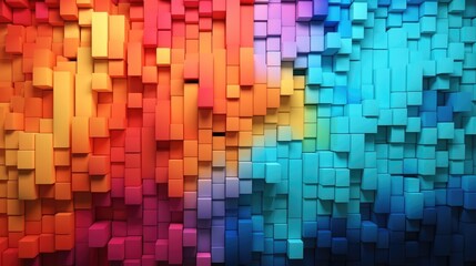 Colorful rainbow vivid mosaic of paper art background, Paper art, 3d rendering.
