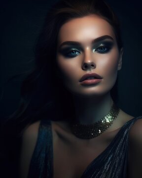 young beautiful woman in a makeup in professional photography type beauty