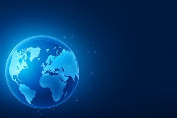 Naklejka na ściany i meble World map blue web background globe ball simple continent outline design Generative AI