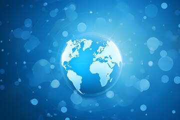 Fototapeta premium World map blue web background globe ball simple continent outline design Generative AI