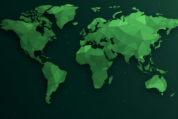 World map green color simple continent outline Generative AI