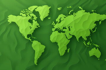 World map green color simple continent outline Generative AI