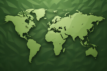 World map green color simple continent outline Generative AI