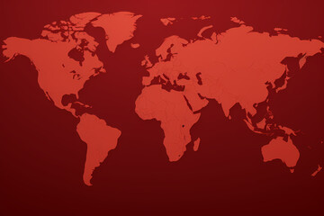 World map red color simple continent outline Generative AI