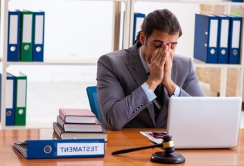 Young male lawyer sitting in the office