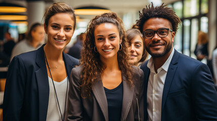 Fototapeta premium smiling multicultural business team in a moder office