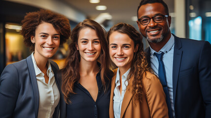 Obraz premium smiling multicultural business team in a moder office