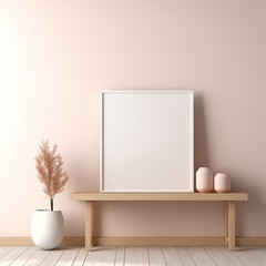 Frame mockup in minimalist decorated interior background pink 3d render. created using generative ai