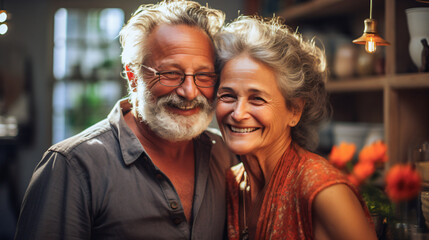 Obraz premium matured couple couple hugging 