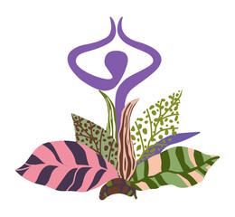 WebComposition on the theme of yoga, healing, mental balance.For fabrics, for printing brochures, posters, parties, vintage textile design, postcards, packaging.