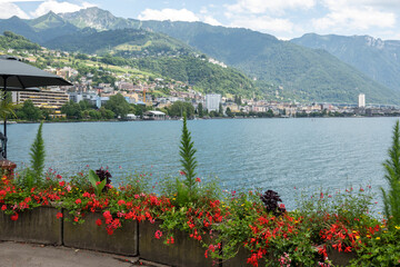 Embankment of town of Montreux, Switzerland