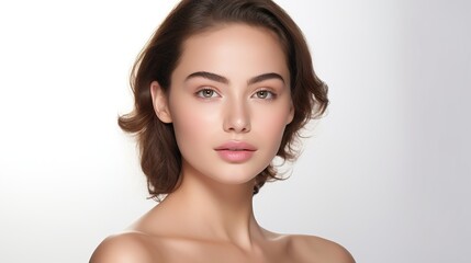 Obraz premium beautiful woman with glowing skin and skincare