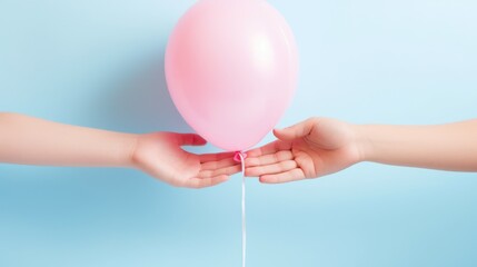 couple's hands holding a balloon at a gender reveal party generative ai