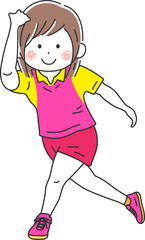 Obraz premium ボウリングをする女性のイラスト