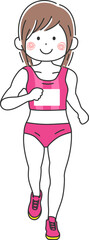 女性のマラソン選手のイラスト