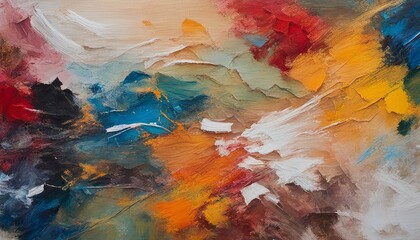 Abstract Colorful Art Painting Texture: Closeup with Oil Brushstrokes on Canvas