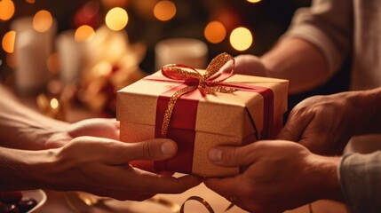 person's hands opening a surprise gift at a party generative ai