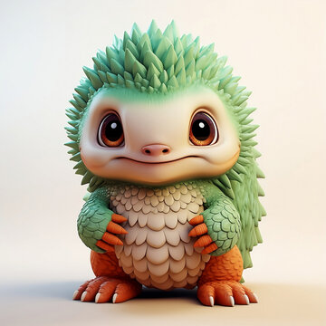 Mounstro adorable verde del pantano. Halloween, noche de brujas. Personaje de animaci&oacute;n 3d creado con tecnolog&iacute;a IA