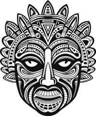 Tribal hawaii totem african traditional wooden mask. hawaii mask exotic, african face wooden sculpture