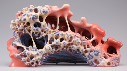 3D illustration mockup of the human organ systems, circulatory, digestive, red and white bloodcells wtih blurred backgroun. Medical education concept, Generative AI illustration