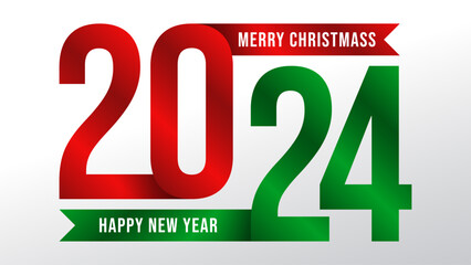 2024 Merry Christmas and happy new year logo or typography design