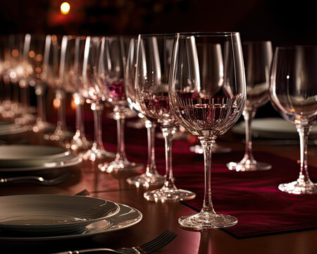 Elegant wine glasses clinking in a toast