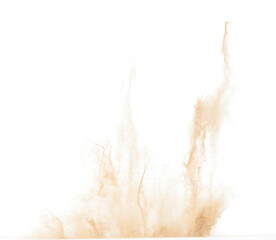 Small Fine size Sand flying explosion, Golden grain wave explode. Abstract cloud fly. Yellow...