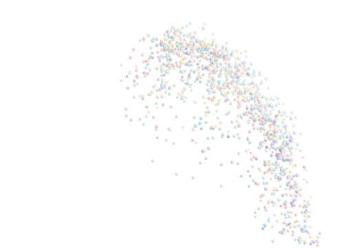 Styrofoam mini ball fly explosion, Pastel foam mini balls float explode, abstract cloud fly. styrofoam pastel mini sphere balls splash throwing in Air. White background Isolated