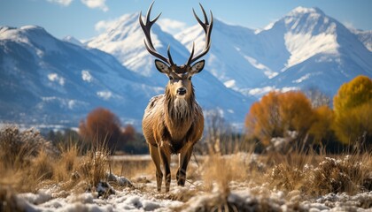 An elk in the snow