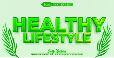 Green Healthy Lifestyle Vector Editable Text Effect Template