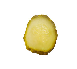 Slice of pickled cucumber isolated on white