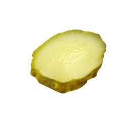 Slice of pickled cucumber isolated on white