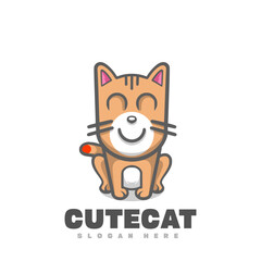 Cute cat mascot logo