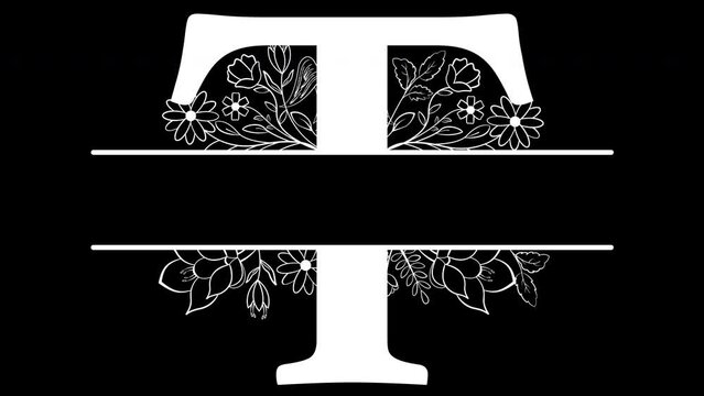 Letter T Monogram animated, with ALPHA Channel (Transparent Background) In 4K Resolution
