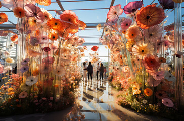 "Le Festival des Fleurs" : Un festival abstrait où des fleurs géantes flottent dans les airs, créant une ambiance festive et joyeuse.
