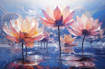 "Le Champ de Possibilités" : Un champ abstrait où des fleurs aux formes abstraites symbolisent les multiples possibilités de la vie.
