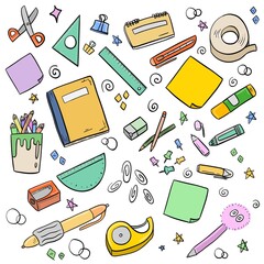 seamless pattern with school supplies