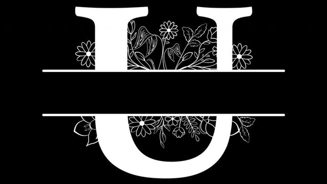Letter U Monogram animated, with ALPHA Channel (Transparent Background) In 4K Resolution