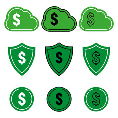 Dollar logo. Icon dollsr elements, badges, labels. Vector illustration. Eps 10.