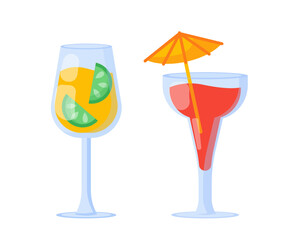 Set of alcoholic cocktails concept